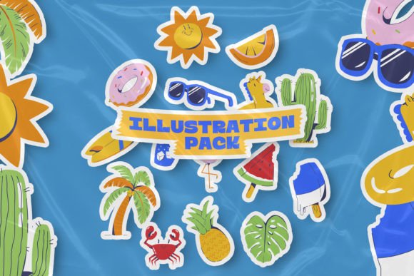 15 Summer Vibe Object Illustration for Graphic Design Projects