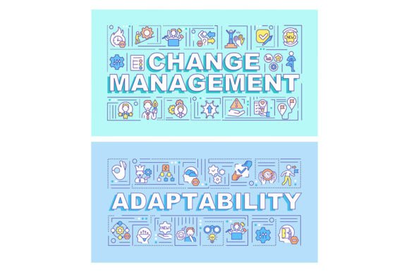 Adaptability Word Concepts Banner Set for Graphic Templates
