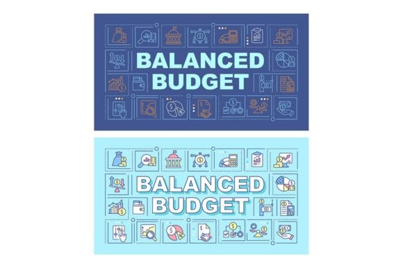 Balanced Budget Word Concept Svg Banners for Graphic Templates