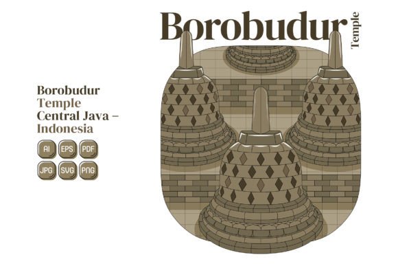 Borobudur Temple Vector Illustration for Handmade Creations