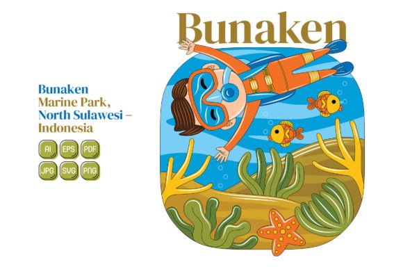 Bunaken Marine Park Vector Illustration for Crafting and Design