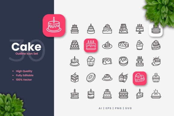 Cake Icons - Simple Graphics for Handmade Creations