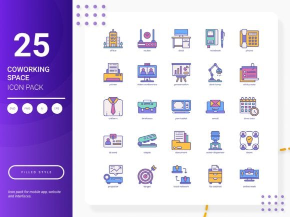 Coworking Space Icon Pack for Handmade Creations