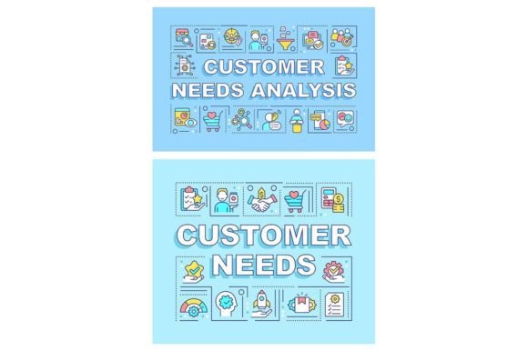 Customer Needs Word Concepts Banner Set for Local Business Branding