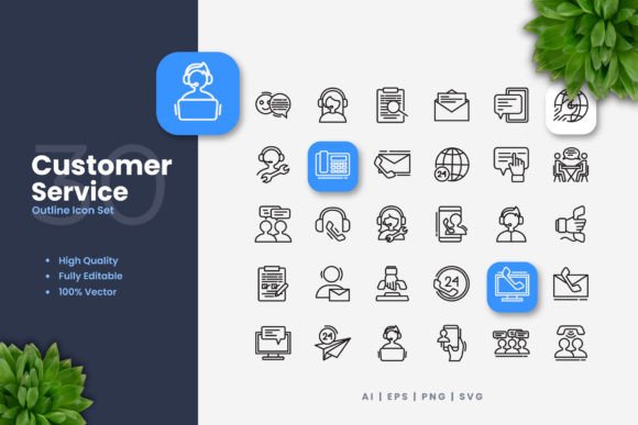 Customer Service Icons for Modern Graphic Design
