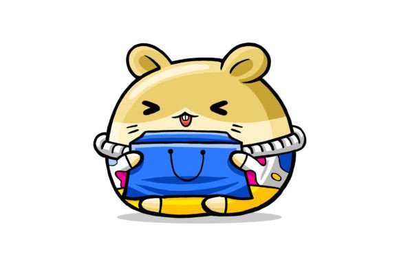 Cute Hamster Shopper Cartoon Vector Review