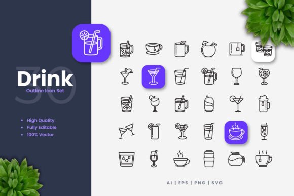 Drink Icons: Clean Graphics for Modern Branding