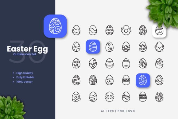 Easter Egg Icons - Clean Graphics for Crafting