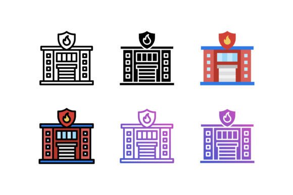 Fire Station Icon for Graphics and Icons
