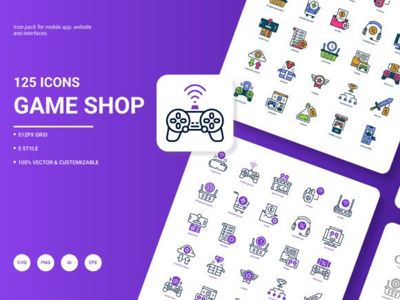 Game Shop Icon Pack for Modern Graphics and Design Projects