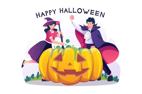 Halloween Party Illustration for Local Business Branding