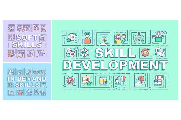 In Demand Skills Word Banner Set for Graphic Templates