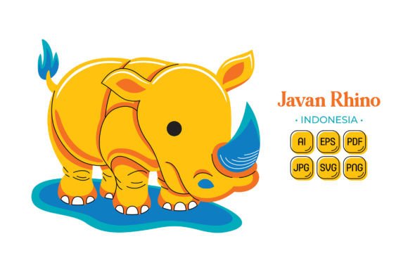 Java Rhinoceros in Flat Design Style: A Versatile Graphic for Local Branding