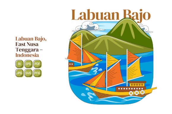 Labuan Bajo Vector Illustration for Modern Design Projects