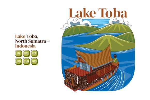 Lake Toba Vector Illustration for Website and Editorial Use