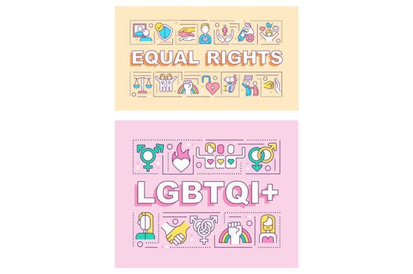LGBTQI Word Concepts Banner Set for Graphic Templates