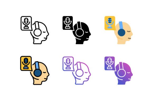 Listening Podcast Icon Graphics for Digital Sellers