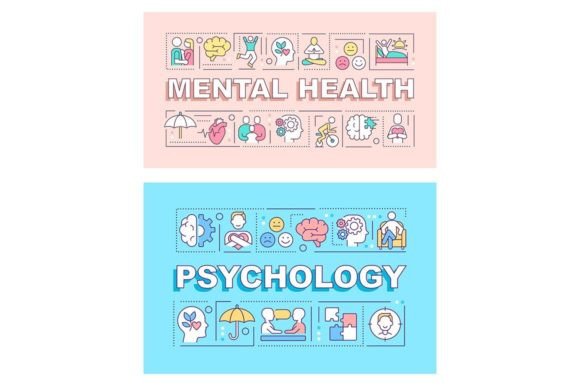 Psychology Word Concepts Banner Set for Graphic Templates