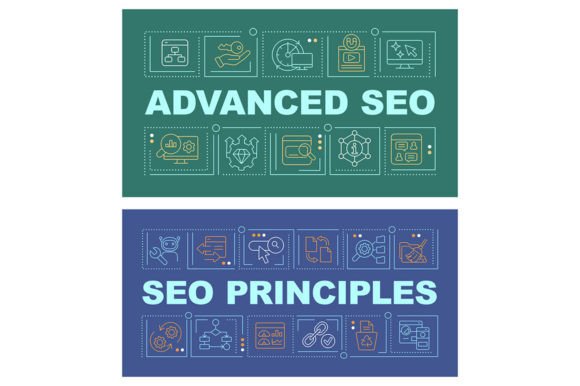 SEO Optimization Word Concept Banner Set for Graphic Templates