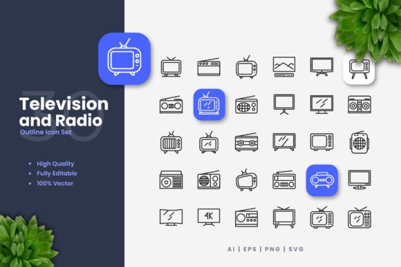 Television and Radio Icons for Modern Web Design