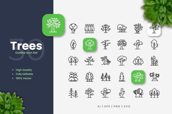 Trees Icons - Simple Graphics for Creative Projects