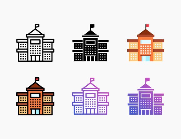University Building Icon for Branding and Marketing Graphics