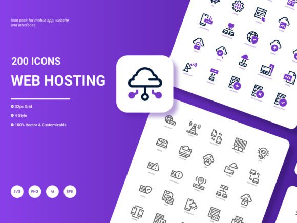 Web Hosting Icon Pack: A Graphic Design Asset for Modern Branding