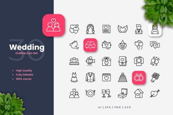 Wedding Icons: A Versatile Graphic Design Asset for Branding